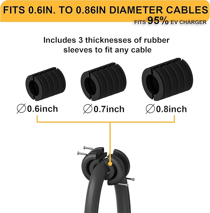 EV Charger Cable Retractor - 11.5ft Wall Mount Automatic Retractable Cable Organizer for Electric Vehicle Charging, Universal Fits 95% of EV Charging Cables