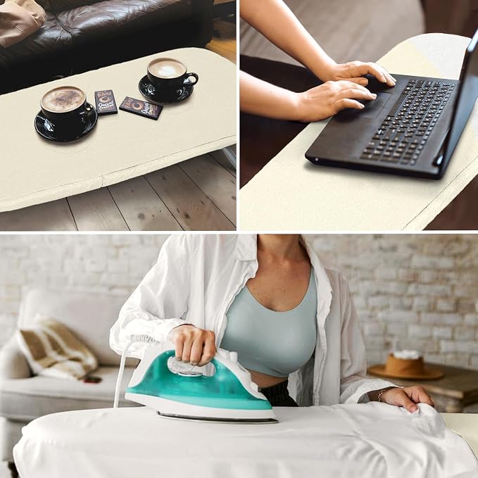 Mini Ironing Board with Iron Rest 32"x12" Ivory | BlissBoard Small Foldable Tabletop Compact Iron Table, Heat Resistant Cover for Dorms, Apartment and Travel