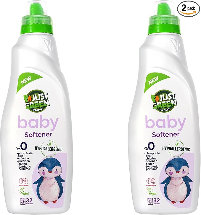 Baby Fabric Softener, Plant-Based Liquid Fabric Softener, Non-Toxic, Hypoallergenic, Fragrance-Free, EcoCert Certified, Vegan, 32 Washes, 33.8 fl oz (1000 ml) - 2 Pack