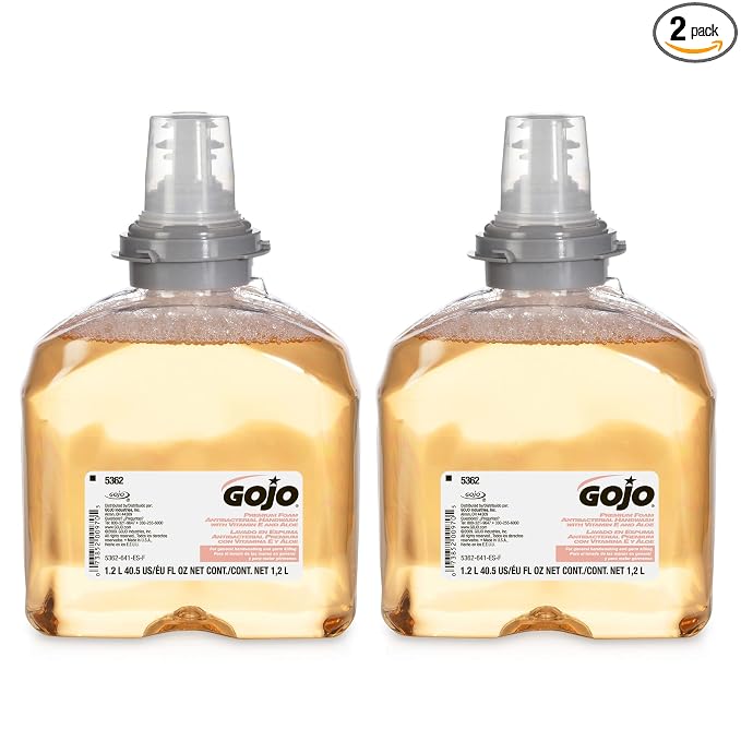 GOJO TFX Premium Foam Antibacterial Handwash, Fresh Fruit Scent, 1200 mL Touch-Free Dispenser (Pack of 2) - 5362-02
