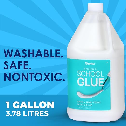 Darice School Glue – 2-Pack 1 Gallon Craft Glues – Washable and Safe Liquid Glue – No Run Formula Dries Clear – Multipurpose for Slime, Paper Mache, Arts and Crafts Projects, Back to School Supplies