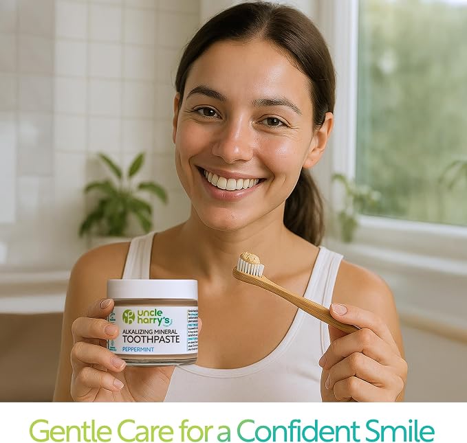 Uncle Harry's Peppermint Remineralizing Toothpaste | Natural Whitening Tooth Paste Freshens Breath & Promotes Enamel | Vegan Fluoride Free Toothpaste (4 Pack)