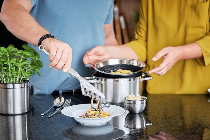 Rösle 12920 Stainless Steel Serving Spaghetti Tongs with Interlocking Prongs, 12.2 In, Silver