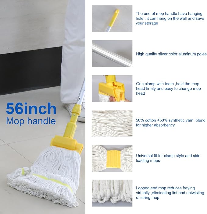 Midoneat Mop Bucket with Wringer, 22 Qt (5.5 Gallon), Wheels,Floor Cleaning | 16.5"L x 10.6"W x 26.4"H, Yellow ,Add One Cotton Mop