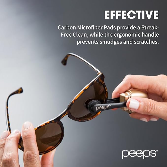 Peeps Glasses Cleaner - for Eyeglasses, Reading Glasses, and More - Lens Cleaner with Carbon Microfiber Tech-Soft Touch Red-3 Count (Pack of 1)