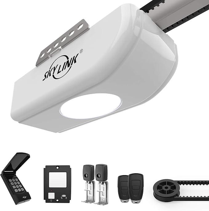 Skylink ATR-1622BK Atoms 1/2 HPF Garage Door Opener with Extremely Quiet Dc Motor, Belt Drive, Built-In Led Light, Skylinknet Enabled, Remote Controls, Keypad Keyless Entry, Deluxe Wall Console
