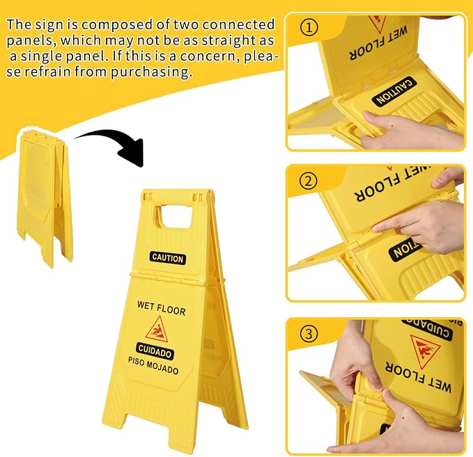 Midoneat Side Press Wringer Combo Commercial Mop Bucket on Wheels, 35 Quart,Yellow, Including Wet Floor Caution Sign（24Inch） and One Industrail Mop
