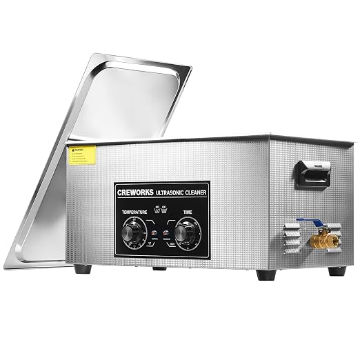 CREWORKS Ultrasonic Cleaner with Heater and Timer, 480W 22L Professional Ultrasonic Cleaning Machine, 5.8 gal Stainless Steel Cleaner with Knobs for Tool Jewelry Watch Glasses and More