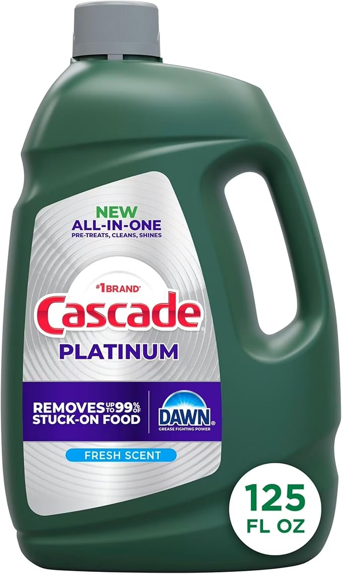 Cascade Platinum Dishwashing Liquid Gel - Fresh Scent, 125 oz. (2 Pack)