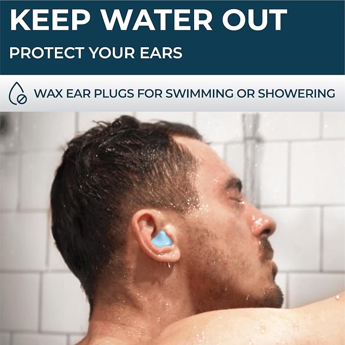 Peace&Quiet | PQ 100 Wax Ear Plugs for Sleeping - Silicone Wax Earplugs for Sleeping and Swimming, Gel Ear Plugs for Noise Cancelling, Sleeping Earplugs, Sound Blocking 32 Db (100 Pillows), White Blue