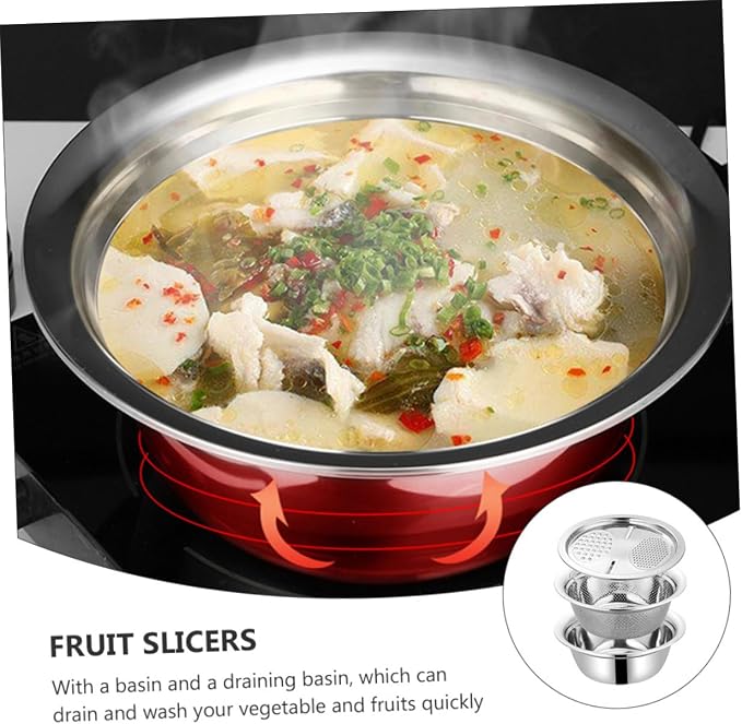 SECFOU Ergonomic Vegetable Slicer Peeler Grater Basin for Kitchen Food Strainer