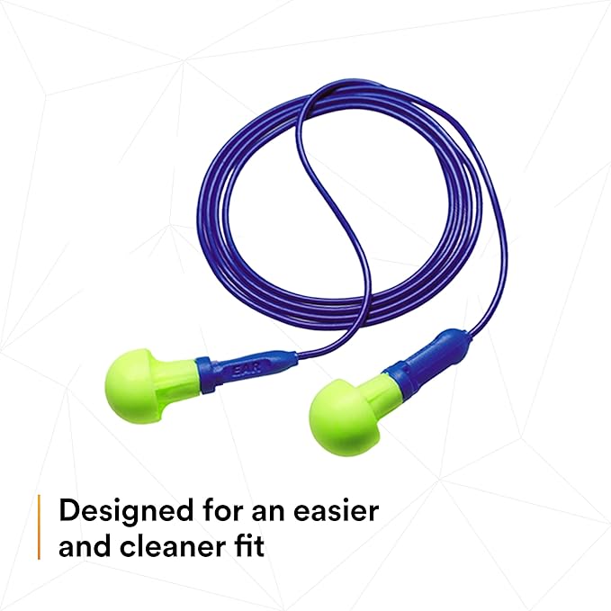 3M E-A-R Push-Ins Earplugs 318-1001, Corded, Poly Bag 100-Pair