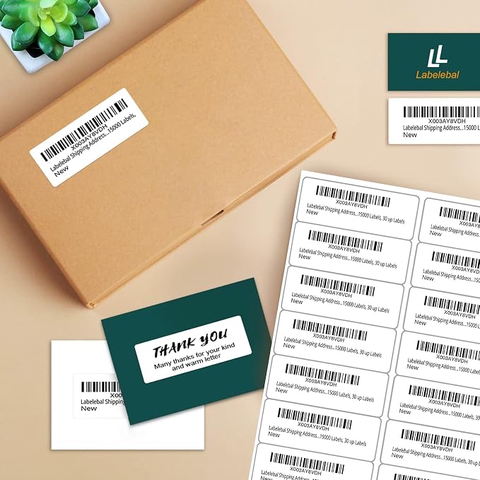 Address Labels (15,000/500 Sheets) - 1" x 2-5/8" Mailing Labels, 30 UP Shipping Sticker for Laser and Inkjet Printers