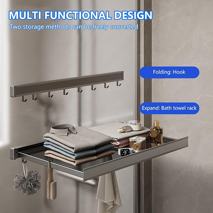 Invisible Stretch Laundry Rack Small Storage Multiple Garment Hanging Aluminum Foldable Clothing Dryer Net for Indoor Rusts Clothing Rack