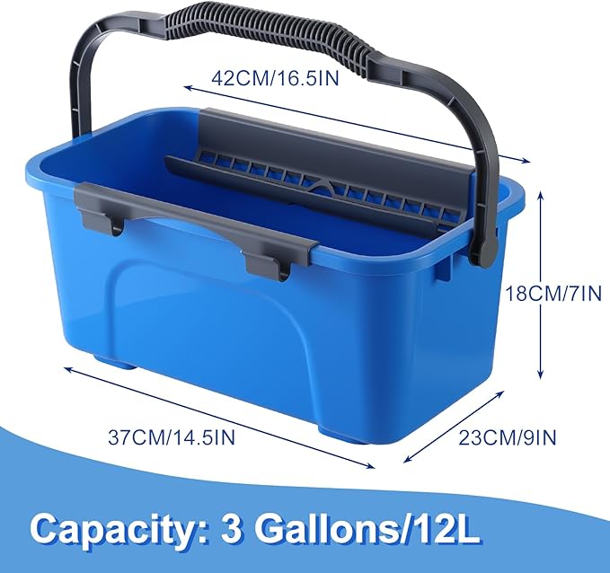 Mitclear Professional Window Cleaning Kit with Bucket 3 Gallon, 14'' Silicone Squeegee, 14'' Microfiber Scrubber, Cloth, Window Washing Equipment Cleaner Tools, Commercial & Home, Car, Outdoor