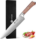 YOTSUBA 9 Inch Japanese Chef Knife, Razor Sharp Professional Kitchen Knife, High Carbon Stainless Steel with Ergonomic Wood Handle, Premium Gift Box for Home Cooking and Gifting