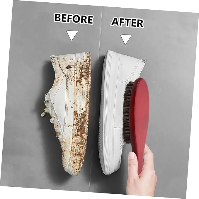 NOLITOY 3pcs Handle Horsehair Shoe Brush for Cleaning Shoes Cleaning Tool Compact Design for Household Use Soft Bristle