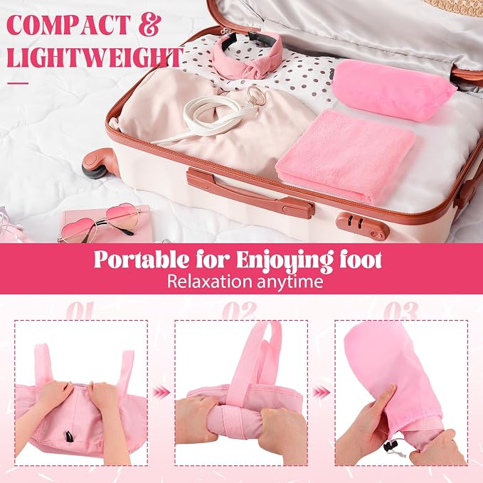 FillTouch 12 Set/ 24 Pcs 15L Foldable Foot Soaking Tub Kit Portable Foot Bath Tub for Soaking Feet with Towel and Storage Bag Soak Spa Bucket for Travel Camping (Pink)