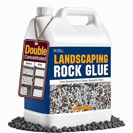 Teexpert Double Concentrated Rock Glue: 1 Gallon Stone Glue for Landscaping Fast-Dry Gravel Binder Long-Lasting Adhesive for Pea Rocks Stabilizer for Landscape Outdoor Yards Garden Patio