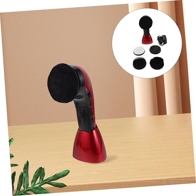 Electric Shoe Cleaner Brush Replacement Heads for Polisher | Red 710 Dual Power, Fiber Sponge Plastic Build, Office and Home Use, Interchangeable Heads and Dust Removal