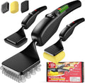 Reciprocating Electric Grill Brush, Fire-Resistant BBQ Grill Brush, Bristle-Free Grill Brush for Outdoor Grill, Grill Cleaner with 3 Heads, Cordless Grill Cleaning Brush with 3600 mAn, Black