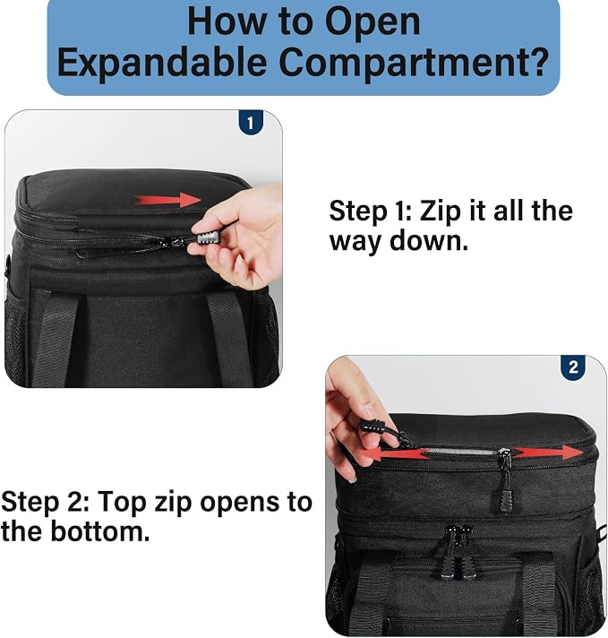 Lunch Box Cooler Bag - Insulated Tactical Lunchbox for Men - Large Lunch Pail for Adults Work Outdoor Shifts Trips Black 25L