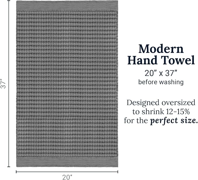 GILDEN TREE Waffle Hand Towels for Bathroom Quick Dry Large Luxury Lint Free Super Absorbent Cotton Hand Towels Set of 2, Modern Style (Slate)