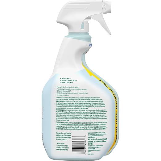 CloroxPro Clorox EcoClean Glass Cleaner Spray Bottle, 32 Fluid Ounces, Pack of 9 (Package May Vary)