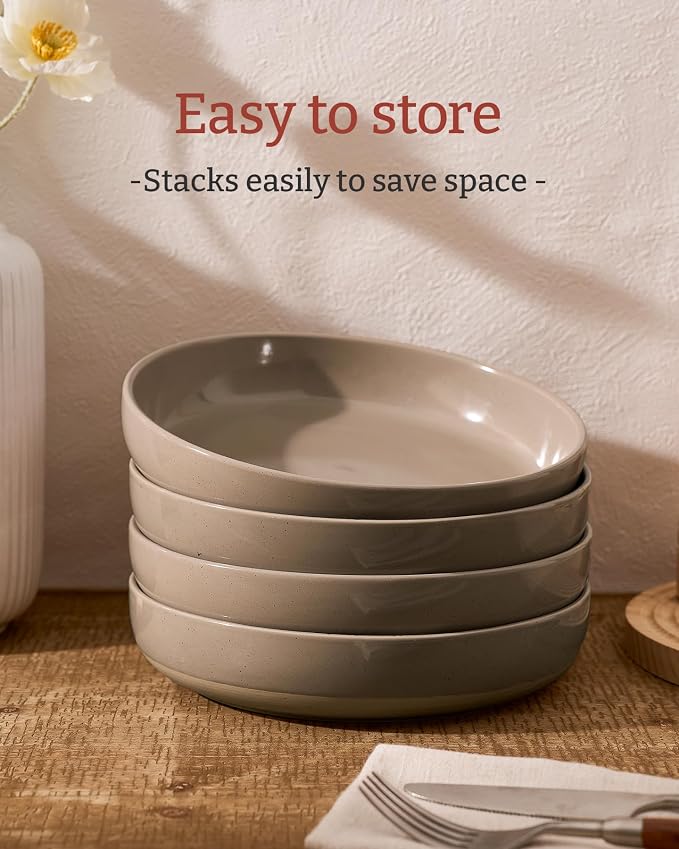 famiware Milkyway 33 oz Bowl Set, Pasta Bowls Set of 8, Salad Bowls Perfect for Your Friend for Housewarming, Thanksgiving, Christmas, Cinnamon Brown