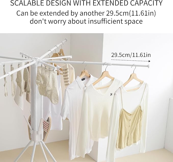 RFOUO Clothes Drying Rack Tripod Aluminum-4rods16 Clips,Portable Foldable Drying Rack,Space-Saving,Drying Rack Clothing for Laundry Bedroom Household RV Camping
