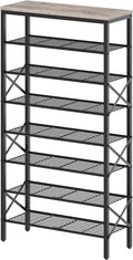 YATINEY 8 Tier Shoe Rack, Shoe Storage Organizer, Large Capacity Shoe Shelf Holds 32 Pairs of Shoes, Sturdy and Stable, for Entryway, Hallway, Closet, Dorm Room, Greige and Black SS08BG