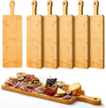 Nuenen 6 Pcs Wood Cutting Board with Handle 16.1 x 4.7 Inch Acacia Bamboo Wooden Serving Kitchen Chopping Boards for Pizza, Bread, Cheese, Charcuterie, Fruit, Vegetables(Narrow Bamboo)