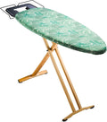 Bartnelli Pro Luxury Ironing Board Beech Wood Legs - Extra Wide 51x19” with Heavy Duty Steam Iron Rest, and Wheels for Easy Storage, Adjustable Height, T-Leg, Foldable, European Made