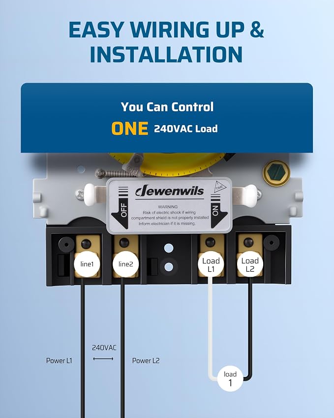 DEWENWILS 24-Hour Mechanical Timer Switch - 208-277VAC DPST, 5HP 40A, Metal Enclosure, Weatherproof Heavy Duty, Manual Override, Ideal for Pool Pump, Water Heater, HVAC Sytem, Lights, Fans, ETL Listed