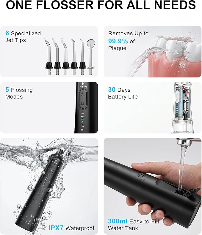 Upgraded Pro Dental Care Kit: 5-Mode Water Flosser & 50,000 VPM Sonic Electric Toothbrush | Premium Oral Clean Set with Enhanced Cleaning Modes, Larger Tank & Refined Design for Advanced Gum Health