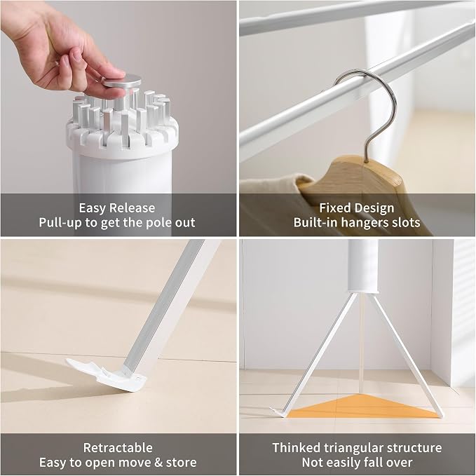 RFOUO Clothes Drying Rack Tripod Aluminum-16rods,Portable Foldable Drying Rack,Drying Rack Clothing for Laundry Bedroom Household