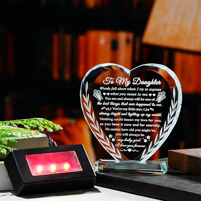 YWHL Daughter Gifts from Dad Mom, Meaningful Birthday Gifts for Daughter Adult with Colorful Light Base, to My Daughter Christmas Graduation Mother's Day Present Ideas