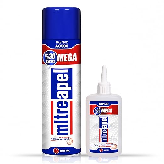 MITREAPEL CA Glue with Activator(4.5oz+16.9 fl oz) Instant Bond Professional Cyanoacrylate Adhesive and Super Glue Accelerator for Woodworking, Ceramic, 3D Printing, Glass, DIY&Craft, Plastic, Repair
