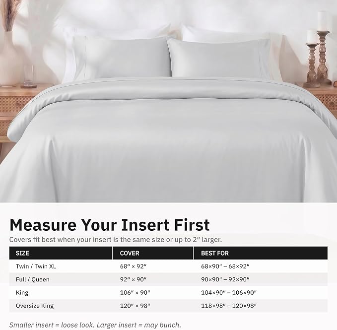 California Design Den 3-Piece Queen Bed Duvet Cover Set - 400 Thread Count, 100% Cotton Sateen, Soft Duvet Cover Queen Size Set, Button Closures, Corner Ties, Durable Bedding - Silver