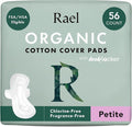 Rael Pads for Women, Organic Cotton Cover - Period Pad with Wings, Feminine Care, Sanitary Napkins, Light Absorbency, Unscented, Ultra Thin (Petite, 56 Count)