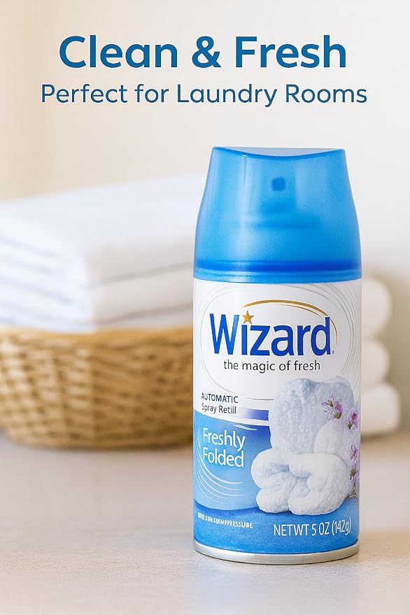 Wizard Automatic Spray Refills Summer Fresh Collection Variety Pack Compatible with Air Wick Freshmatic Dispensers Tropical Citrus Hawaiian Retreat Freshly Folded Linen Lavender Apple Cinnamon 12 Pack
