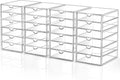 Makeup Drawer Storage Organizer with 24 Drawers, 4 Set Acrylic Office Desk Organization and Storage, Dustproof Drawer Organizer for Makeup, Office, Countertop, Jewelry, Pen, Desktop, Bathroom, Bedroom