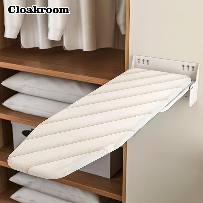 MYOYAY Wall Mounted Ironing Board 12 x 37 Inch Space-Saving 180° Swive Fold Away Ironing Board with Heat Resistant Cover for Home House Held Laundry with Manual，White