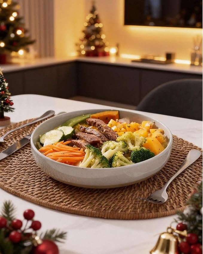 famiware Milkyway 33 oz Bowl Set, Pasta Bowls Set of 6, Salad Bowls Perfect for Your Friend for Housewarming, Thanksgiving, Christmas, Light Gray