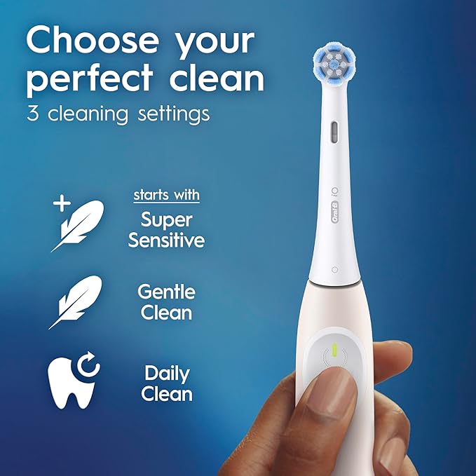 Oral-B Rechargeable Electric Toothbrush, iO Limited Simple Clean, 3 Cleaning Modes, Automatic Pressure Sensor to Protect Gums, Travel Case, Peach