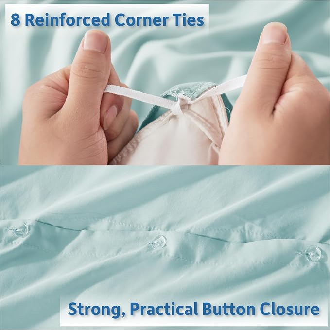 Nestl Light Blue Duvet Cover King Size - Soft Double Brushed King Duvet Cover Set, 3 Piece, with Button Closure, 1 Duvet Cover 104x90 inches and 2 Pillow Shams