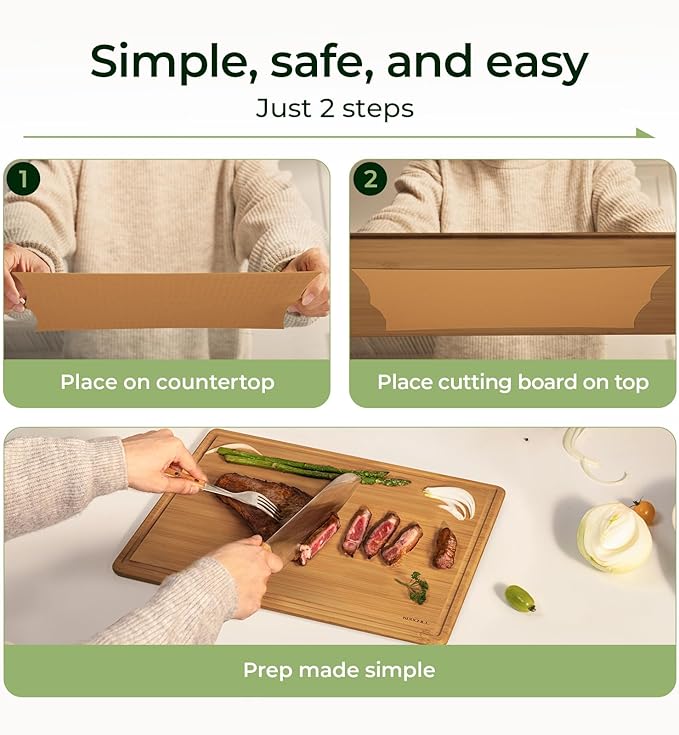 Keechee 2Pcs Cutting Board Set with Non-slip Mat, Bamboo Cutting Boards for Kitchen Meal Prep & Serving - Wood Serving Board Sets with Deep Juice Groove Ideal Kitchen Gifts