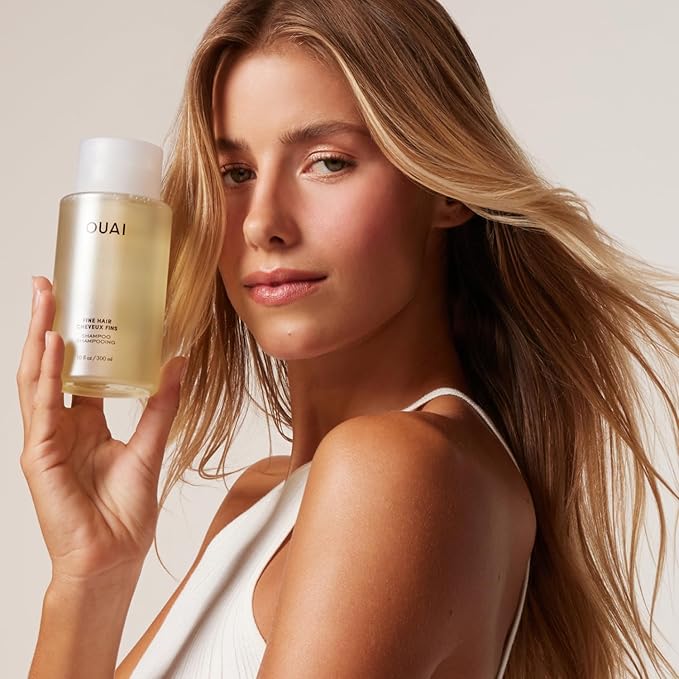 OUAI Fine Hair Shampoo - Travel Size Biotin Thickening Shampoo for Flat, Thin Hair - Volumizing & Strengthening Keratin & Chia Seed Oil for Women & Men - Lightweight, Color-Safe, Sulfate Free, 3 Oz