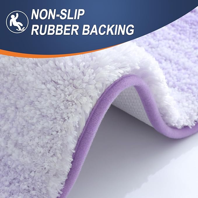 OLANLY Bathroom Runner Rugs Mat 47x24, Extra Soft Absorbent Microfiber Bath Rug, Rubber Backing, Quick Dry, Washable Long Bath Mats for Bathroom, Tub and Shower, Home Decor Accessories, Light Purple
