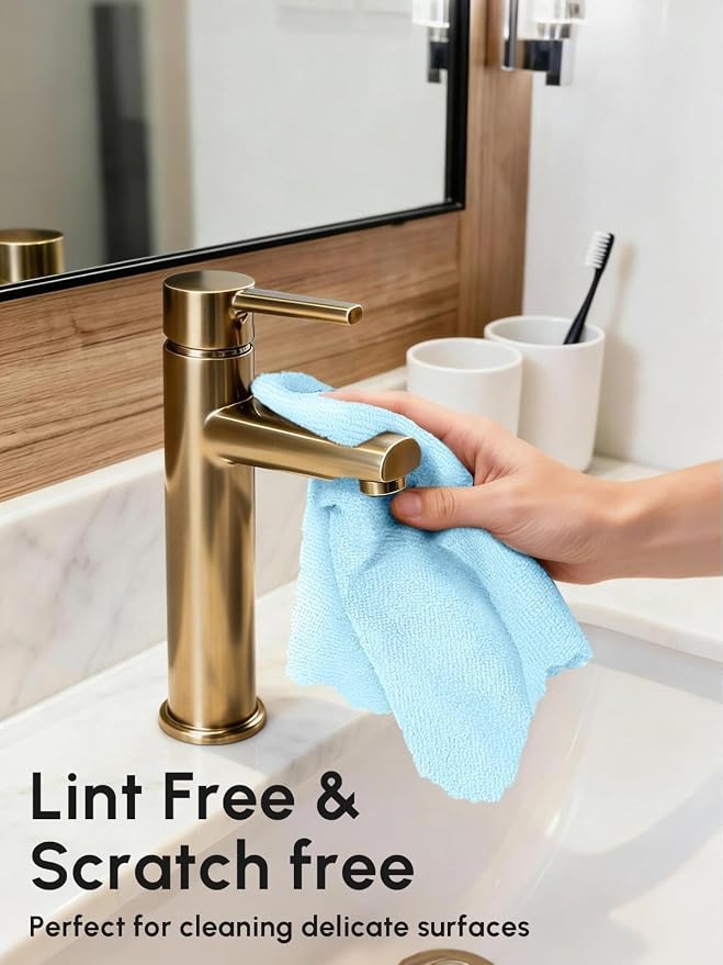 Microfiber Cleaning Cloths Roll, 75 Pack Tear Away Microfiber Towels Roll, 12" x 12" Lint Free Rags, Reusable Cleaning Cloths, Washable, Scratch Free,Ultra Absorbent Dish Rags(Blue)